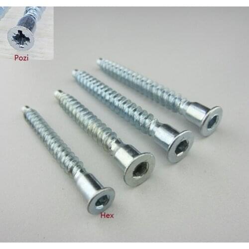 100Pcs/Lot Hex or Pozi Drive Countersunk Head Furniture Confirmat Screws for Wood DIY Knock Down K/D