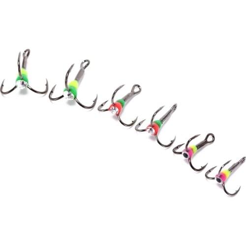 2Pcs/lot Size 8-10 Winter Ice Fishing Three Anchor Hook Lure Mini Metal Bait Fish Hooks Bait Jigging