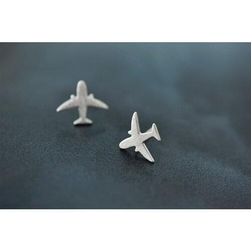 925 Sterling Silver plane stud earring jewelry luxury women party airplane gift spring engagement cute lady aircraft earring