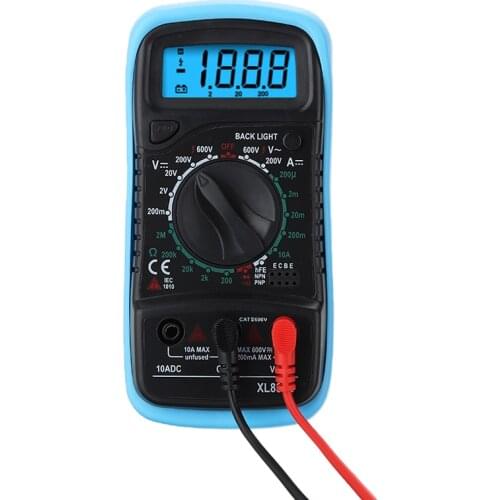 Portable Digital Multimeter Backlight AC/DC Ammeter Voltmeter Ohm Tester Meter Handheld LCD Multimeter Voltage Current