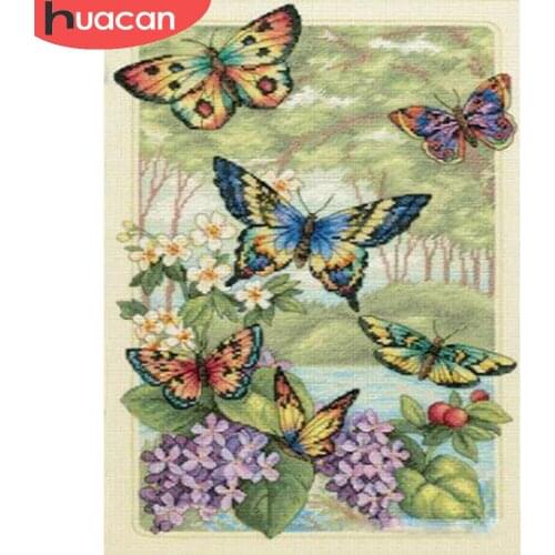 HUACAN Diy Diamond Painting Mosaic Butterfly Wall Stickers Diamond Embroidery Cross Stitch Animal Home Decor