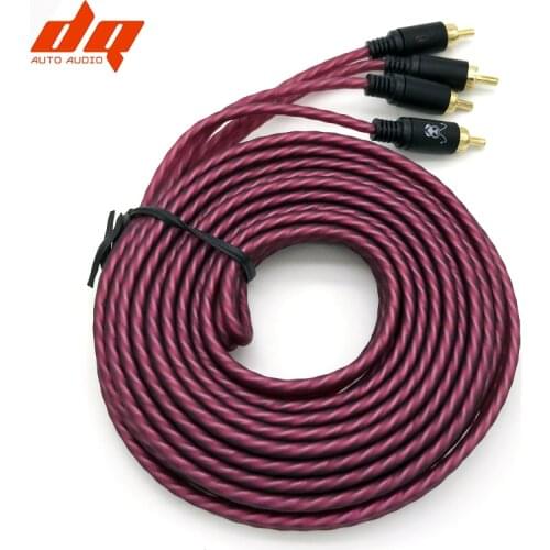 5m 2 In 2 Out Plug Car Audio Cable Automobile Amplifier System Braided Copper Cables Car-styling Red 2 RCA To 2 RCA Cable
