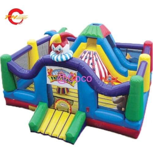 Free shipment to door, commercial rent kids play fun inflatable circus house jumping castles funcity,clown jumping slides combos