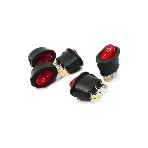 Free shiipping!10A 125VAC 6A/4A 250VAC Red Indicator 3 Pin SPST Snap in Rocker Switch