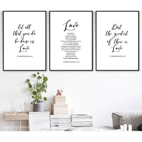 Bible Verse 1 Corinthians Inspirational Quotes Canvas Painting Pictures Scripture Christian Print Posters Home Wall Art Decor