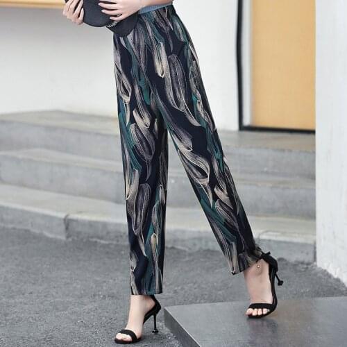 2020 Women Harem Pants Summer Elastic Waist Print Pencil Pants Casual Plus Size Women Plaid Pants High Waist Trousers XL-5XL