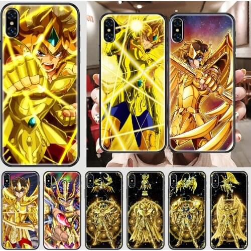 Anime Saint Seiya Phone Case Cover Hull For iphone 5 5s se 2 6 6s 7 8 12 mini plus X XS XR 11 PRO MAX black painting back trend