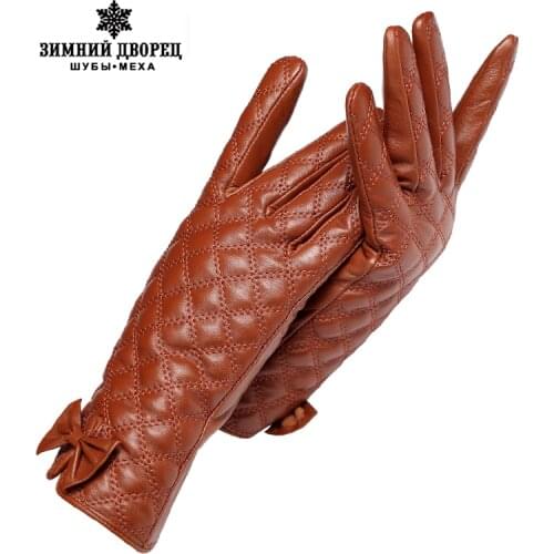 Cold winter ladies gloves,Genuine Leather,Adult,Warm Cotton lining,Yellow-brown,Womens Winter Gloves,womens winter mittens