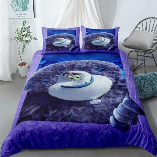 Cartoon Smallfoot Migo& Kolka 3D Printed Bedding Set Duvet Cover KING Queen Full Twin Size for Kids Adults Bedroom Decor