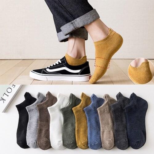 New Spring Summer Short Boat Socks Mens Mesh Breathable Solid Color Cotton Socks Three-dimensional Heel Trend Thin Sports Socks
