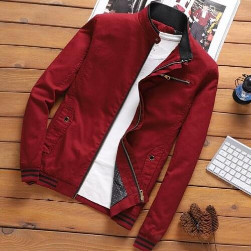 Men cotton Jacket casual youth man stand collar Outerwear spring autumn Long Sleeve thin windproof zipper Coats Many pockets
