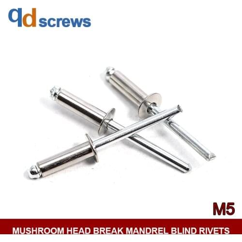 M5 Core-pulling Mushroom Head Break Mandrel Blind rivet Open type rivet core riveting umbrella type carbon steel nail GB12618