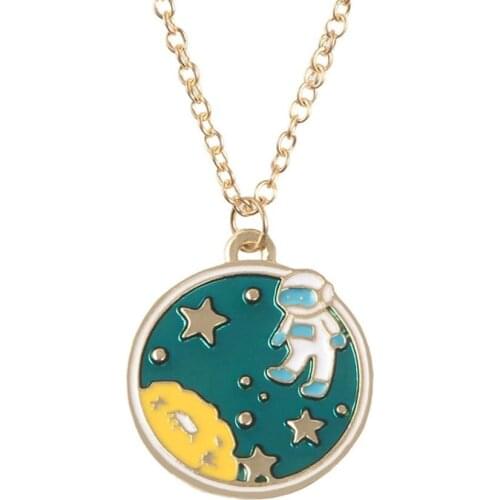 Cute Universe Sky Necklace Travel Pendant Necklace Keychain Cartoon Key Chains Gift For Men Women Kids Kid
