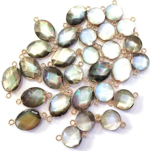 Fashion Jewelry Making Natural Shell Connectors Pendants Round/oval Pearl Connector DIY Necklace Charm Jewelry 13x18mm 18x24mm