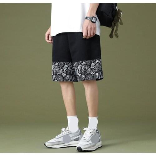 Summer Knitted Shorts Men Bandana Patchwork Mens Short Sweat Pants Hip Hop Drawstring Fashion Streetwear Male Branded Clothing