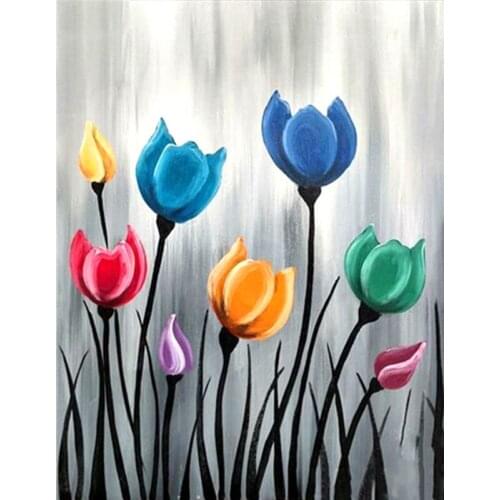 Colorful Tulip Flower DIY Painting By Numbers Hand Painted Oil Painting Adult Child Picture Colouring Home Decor Unique Gift