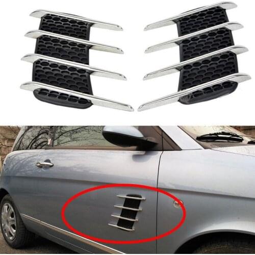 1 Pair Car Styling Exterior Decal 3D Car Sticker Cool Chrome Shark Gills 3D Car Stickers Side Vent Air Flow Sticker Auto Truck