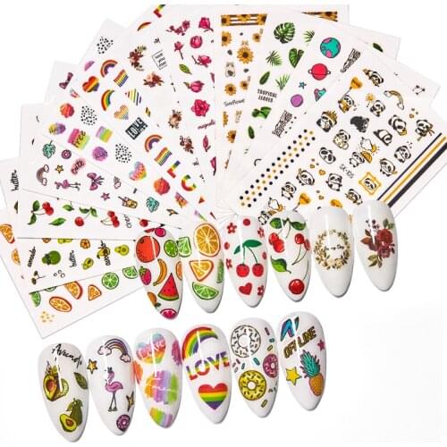 T-TIAO CLUB 1 PC Fruit Pattern Design Water Decals Fresh Lovely Avocado Leaf Plant Transfer Stickers Nature Nail Art Wrap