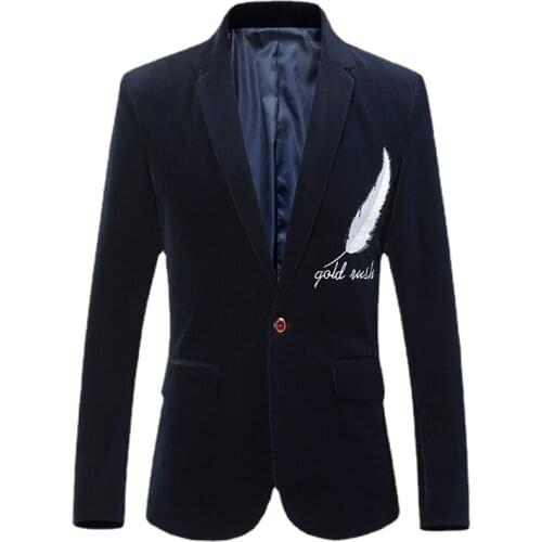 New Boutique Fall Winter Velvet Blazer Single Button Slim Fit Suit Jacket FashionCasual Men Singer Costume Formal Evening Dress