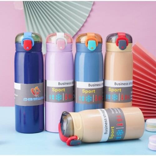 New Design 4 Color Creative Thermos Cup Leakproof Portable Stainless Steel Thermos Bottle Vacuum Flask Coffee Tea Milk Travel