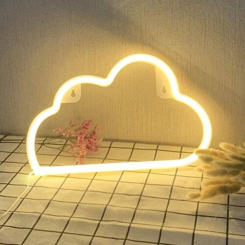 Cloud Shaped LED Neon Creative Night Lamp USB Battery Operated Table Light Home Decor Lamp Night Light kids Bedroom Wall Light