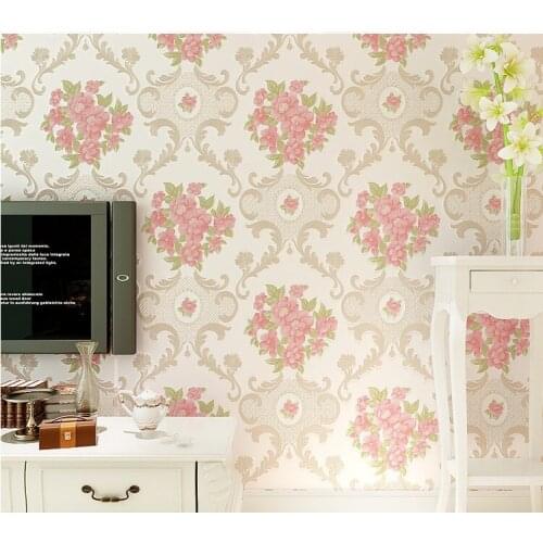 Q QIHANG European style Garden Wallpaper 3D Non-woven Wallpaper Living Room Sofa TV Wall Wallpaper 0.53m*10m=5.3m2
