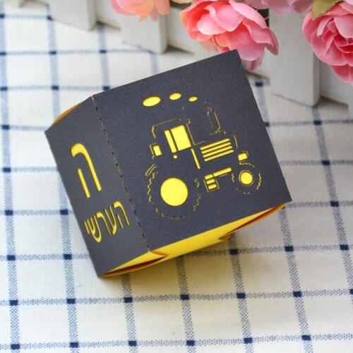 Personalized baby favor box in Hebrew laser cut candy box gift box for party supply