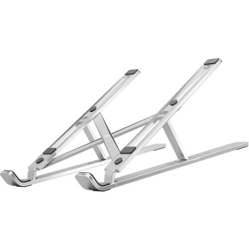 Laptop Stand Portable Computer Laptop Holder Aluminum Laptop Riser with 6 Levels Height Adjustment Fully Collapsible - Silver