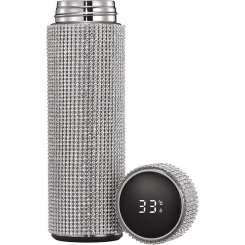 Portable Sparkling High-end Insulated Bottle Blings Rhinestone Stainless Steel Thermal Bottle Diamond Thermo Bottle With Lid
