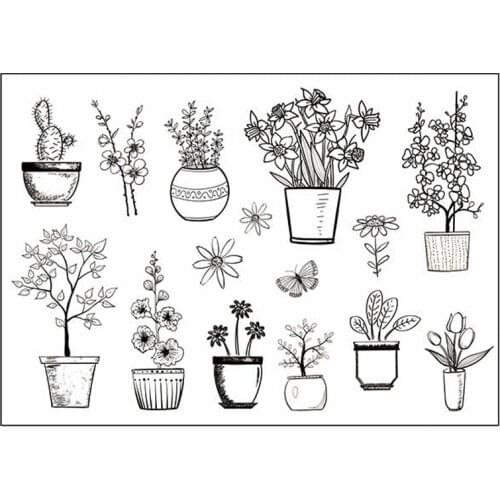 ZFPARTY Potted plants Transparent Clear Silicone Stamp for DIY scrapbooking/photo album Decorative card making