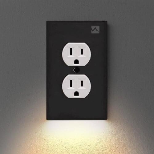 Outlet Wall Plate with LED Night Lights No Batteries or Wires Wall EU Power Socket Outlet PC Panel for Room Hallway Pathway