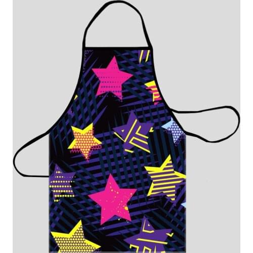 Hearts And Stars Kitchen Aprons For Women Oxford Fabric Cleaning Pinafore Home Cooking Accessories Apron