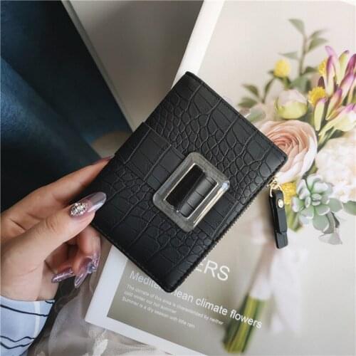 Folding Wallet Womens Short Crocodile Pattern Wallet Simple Ultra-Thin Zipper Coin Purse