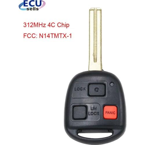 Replacement 3 Button Remote Car Key Fob 312MHz 4C Chip for Lexus RX300 1999-2003 FCC: N14TMTX-1