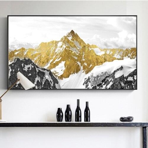 Modern Abstract Canvas Painting Golden Mountain Gold Landscape Nordic Poster Print Wall Art Picture Home Corridor Decor 5-73