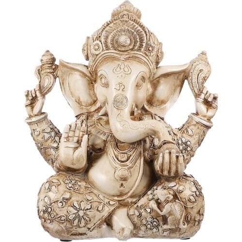 1pc Elephant Trunk God Statue Resin Art Craft Desk Ornament Resin Lord Ganesha Decoration Wealth Sculpture Gifts For Home Office