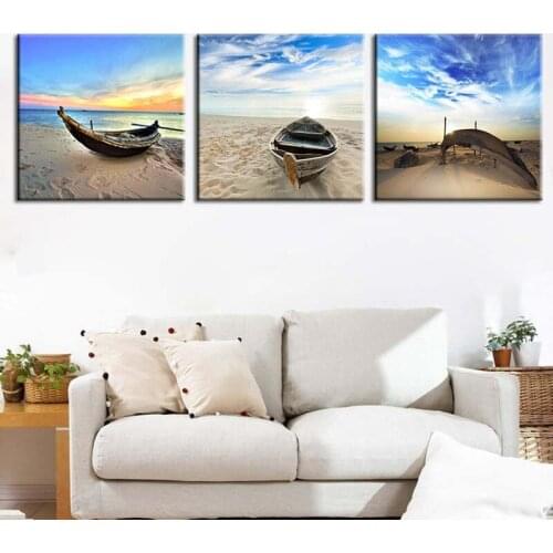 Tropical Beach Sea Waves Art Silk Poster Print Sailing Boat Landscape Wall Picture Home Room Decor painting