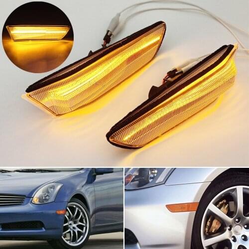 1Pair Blinker Indicator Lamp LED Turn Signal Lamp Front Side Marker Light For Infiniti G35 2D Coupe Nissan Skyline 350GT 2003-07