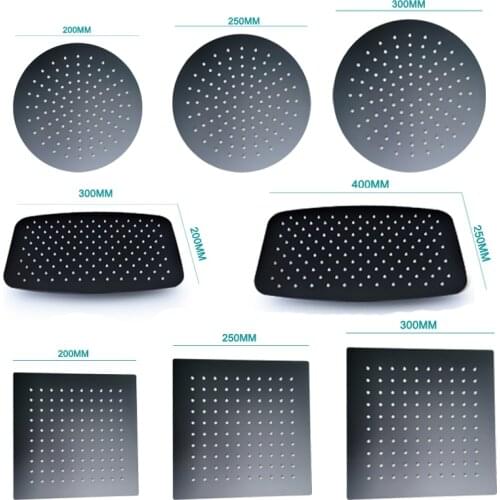 Black Round and Square Ultrathin Rain Shower Head 8 10 12 Inch Choice Rectangle Design Bathroom Shower Accessories Top Spraying