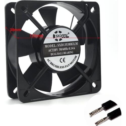 1pcs SXDOOL cabinets cooling fan AC 230V 135x135x38mm Dual Ball Bearing 13.5CM 135MM AC 220V 240V Computer Case Cooling Fan