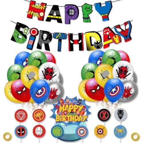 1Set Marvel Spiderman Hulk Confetti Latex Balloons Happy Birthday Banners Party Decor Boy Children Birthday Balloons Kids Toy