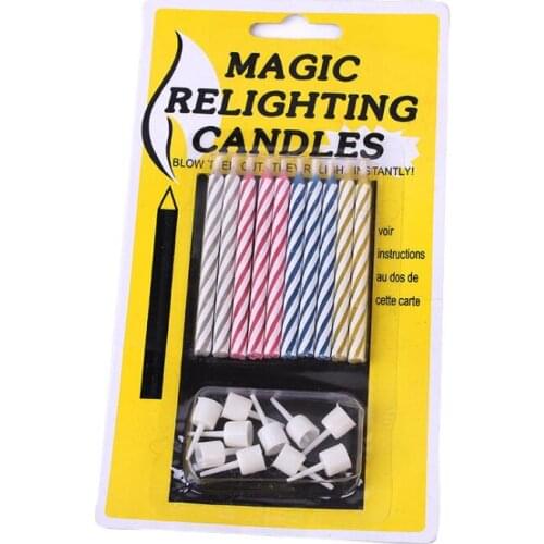 10Pcs/set Magic Trick Relighting Candles Birthday Cake Party Blowing Candle Immortal Magic toys YH1516