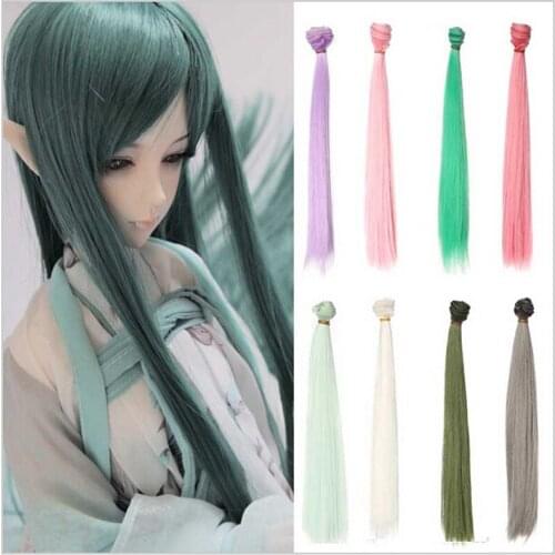 10PCS/LOT Wholesale 30CM 30CM DIY Handmade Doll Hair Straight SD BJD Wig 1/3 Pink Green