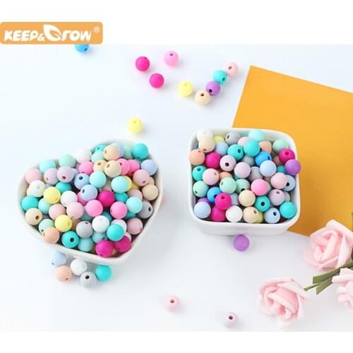 Keep&Grow 100pcs Wholesale Baby Silicone 9mm Round Beads Bebe Molar Toy Necklace Nipple Chain Holder Accessories BPA Free DIY