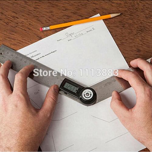 2 in 1 360 degree Digital Protractor Angle Finder Meter Protractor Goniometer Ruler 2*200mm