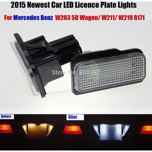 2 x LED Number License Plate Lamps OBC Error Free 18 LED For Mercedes Benz W203 W211 W219