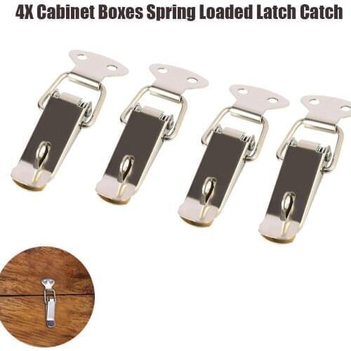 4pcs Cabinet Box Locks Spring Loaded Latch Catch Toggle 27*63mm Iron Hasps For Sliding Door Window Furniture Hardware