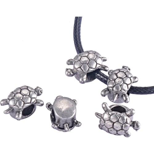 5pcs Stainless Steel Big Hole Charms Animail Turtle Bracelet Accessory DIY Charm Jewelry Findings
