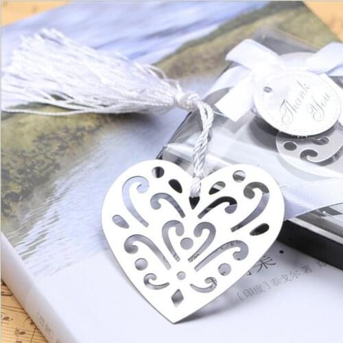 50 pieces/lot)Home Party Favor Supplies Hollow Heart Bookmark For Baby Shower Birthday Christening Wedding Favor Wholesale