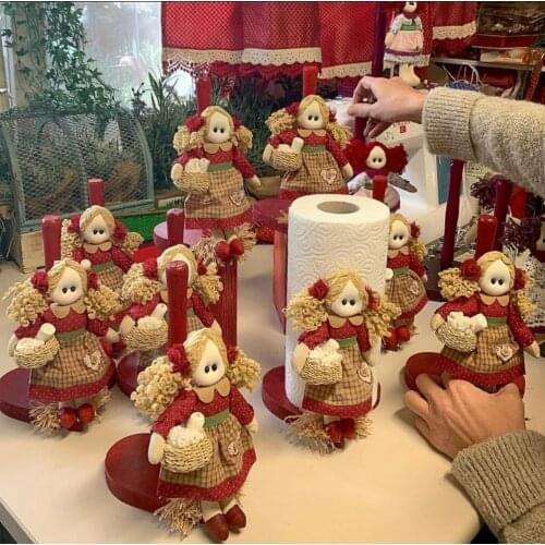 Paper towel holder doll napkin holder red blonde curly hair doll 1 pc